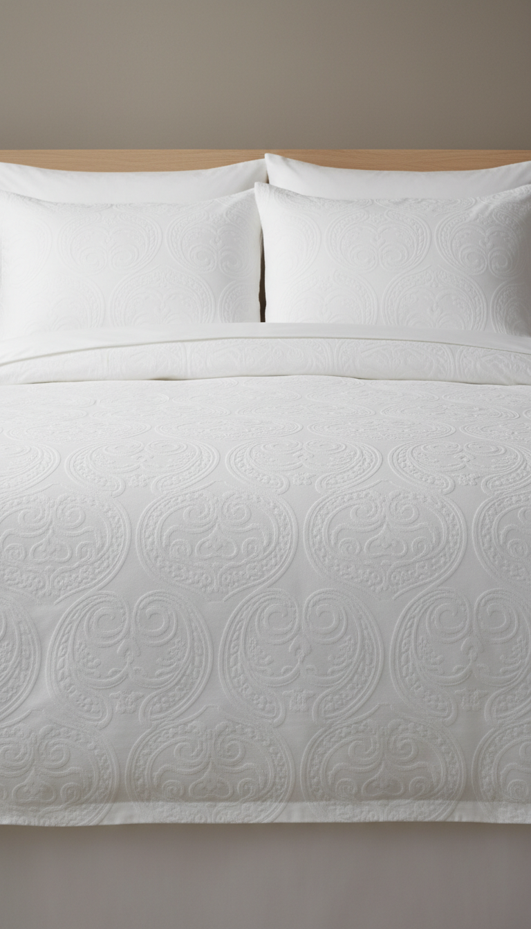 Sleepora Pima Cotton Paisley Bedding Set, front view on neutral background
