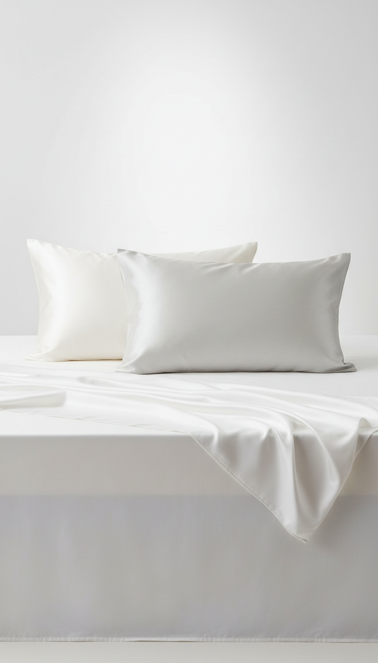Sleepora Mulberry Silk Pillowcase Duo, front view on neutral background