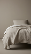 Sleepora Warm Stone Linen Duvet Cover, front view on neutral background