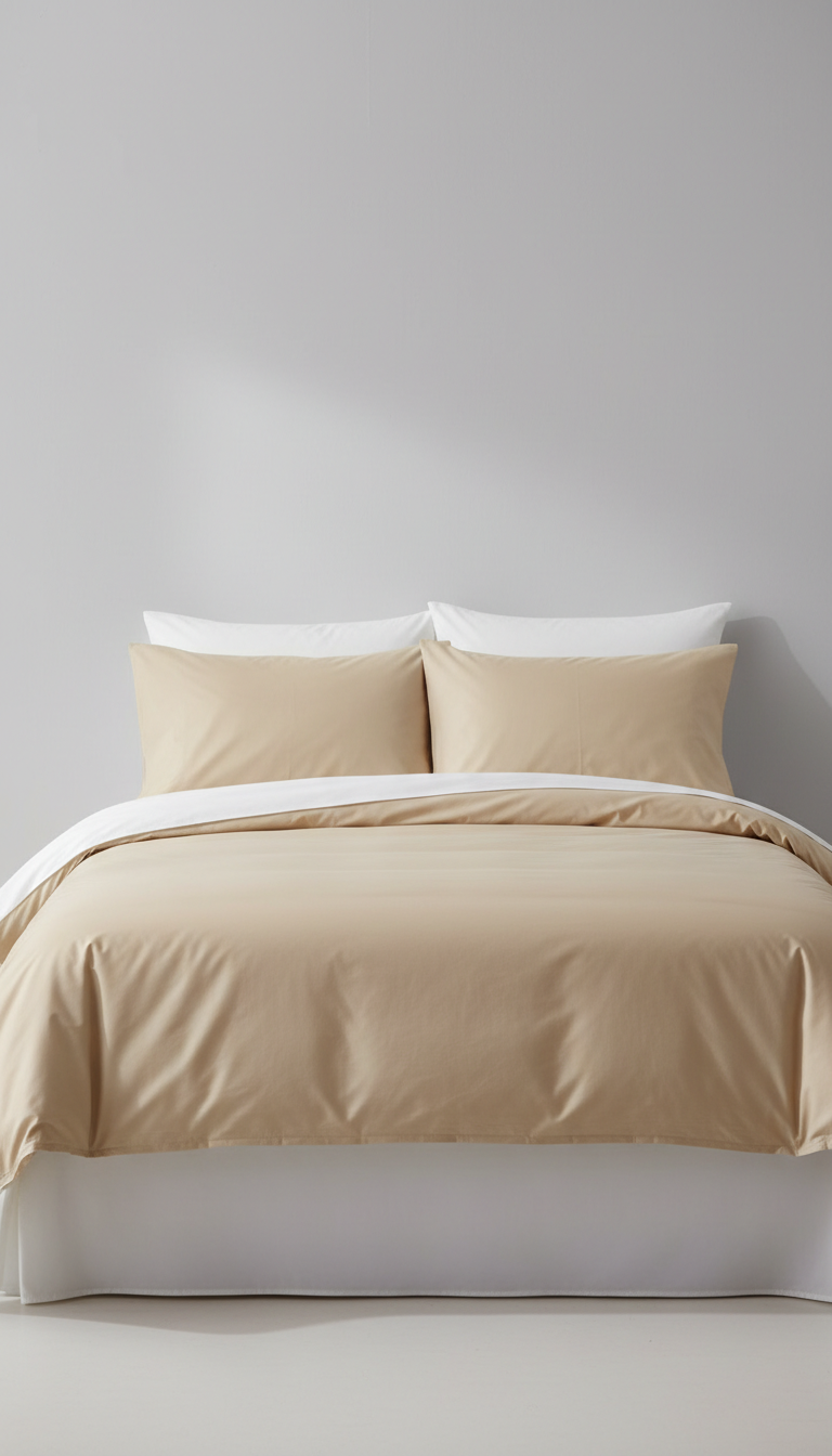 Sleepora Soft Sand Premium Cotton Bed Linen Set, front view on neutral background