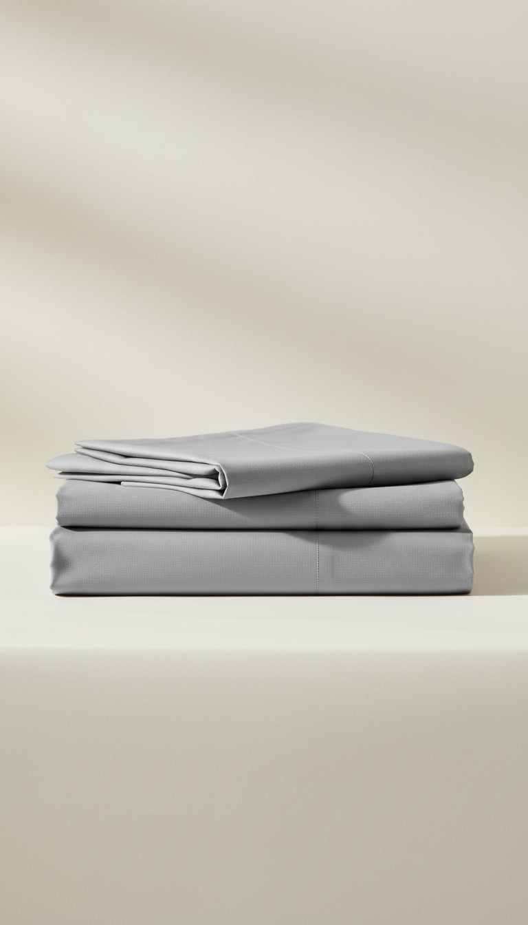 Sleepora Slate Grey Egyptian Cotton Sheet Set, front view on neutral background