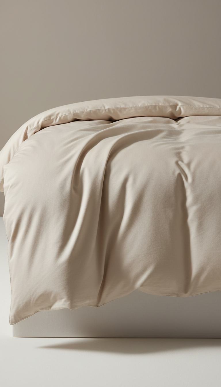 Sleepora Champagne Beige Duvet Cover, front view on neutral background